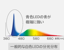 一般白光LED的光譜分布