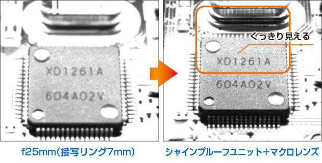 f25mm（接写リング7mm）→シャインプルーフユニット＋マクロレンズ